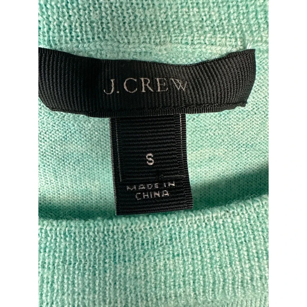 J. Crew Womens Tippi Sweater Small Mint Green 100% Merino Wool Crewneck Coastal